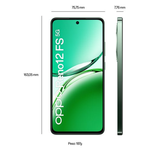 OPPO Reno12 FS 5G AI Smartphone, Tripla fotocamera 50+8+2MP, Selfie 32MP, Display 6.67” 120HZ AMOLED FHD+, 5000mAh, RAM 24 GB (12+12) + ROM 512GB, [Versione Italia], Olive Green - puntoluceled