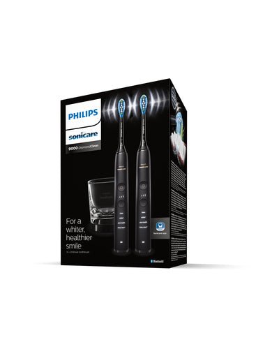 Philips DiamondClean 9000 Sonicare Spazzolini Elettrici Sonici con App, confezione da 2 Spazzolini Neri HX9914/54 - puntoluceled