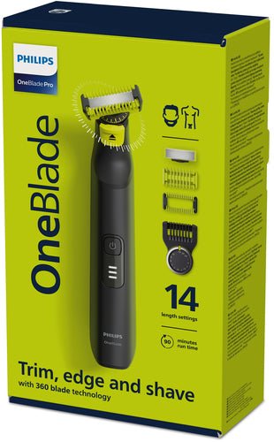 Philips OneBlade Pro 360 Face & Body Rasoio, Regolabarba e Rifinitore con Pettine di Precisione Regolabile 14 Lunghezze QP6541/15 - puntoluceled