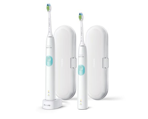 Philips Sonicare 4300 series ProtectiveClean Spazzolini Elettrici Sonici, con custodia da viaggio, confezione da 2 Spazzolini Bianchi HX6807/35 - puntoluceled