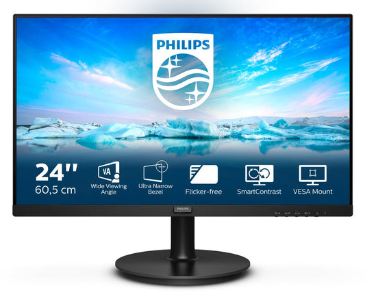 Philips V Line 241V8L/00 Monitor PC 60,5 cm (23.8&#34;) 1920 x 1080 Pixel Full HD LCD Nero - puntoluceled