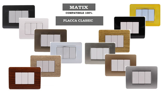 Placca Basic Classica Compatibile Bticino Matix supporto muro incasso - puntoluceled