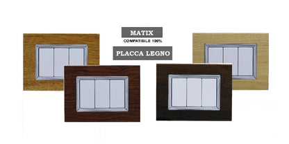 Placca Elegance Legno compatibile con Bticino Matix per supporto incasso - puntoluceled