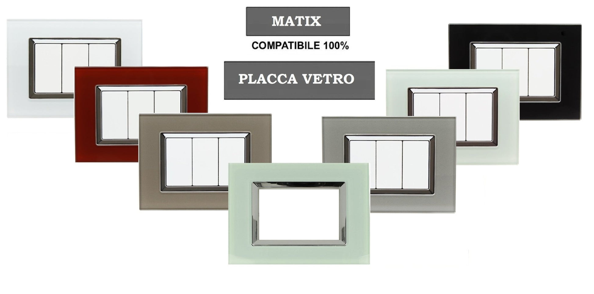 Placca Elegance Vetro Effetto Lucido compatibile con Bticino Matix - puntoluceled