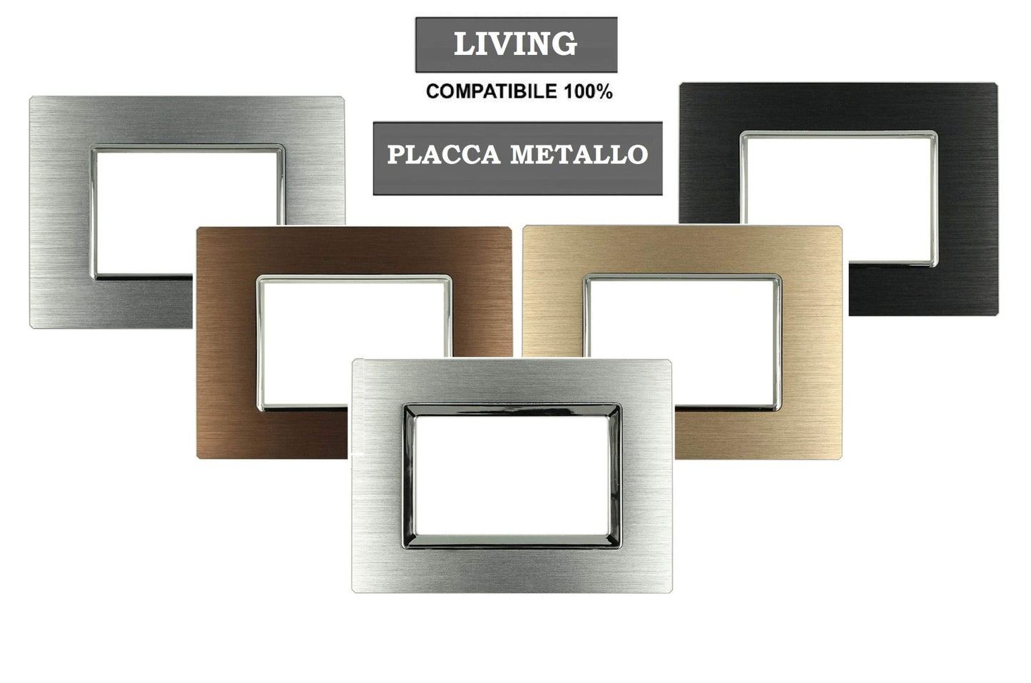 Placca in Alluminio Metallo Satinato compatibile con Bticino Living Light - puntoluceled