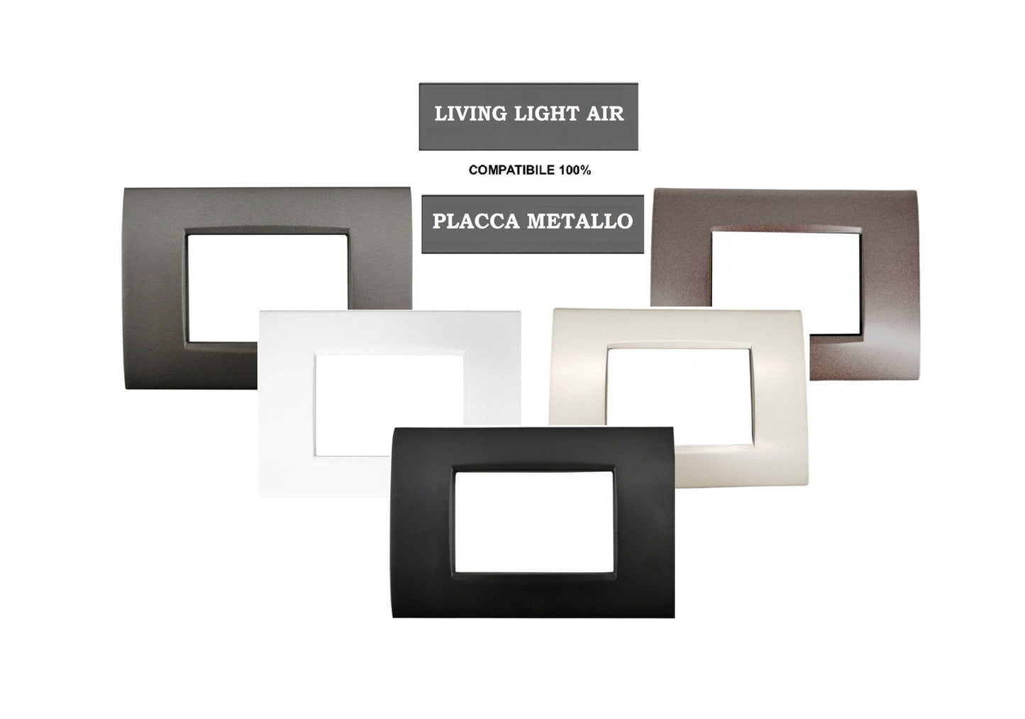 Placca Metallo Slim compatibile con Bticino Living Light Air incasso muro - puntoluceled