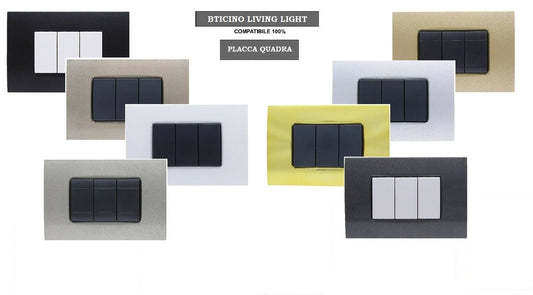 Placca Quadra Slim compatibile con Bticino Living Light incasso serie completa - puntoluceled