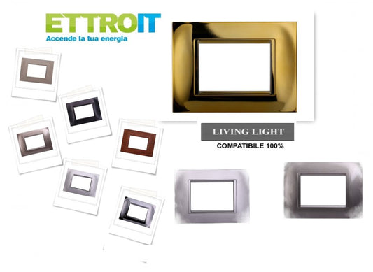 Placca Quadrata Serie Space Compatibile Bticino Living Light supporto muro incasso - puntoluceled