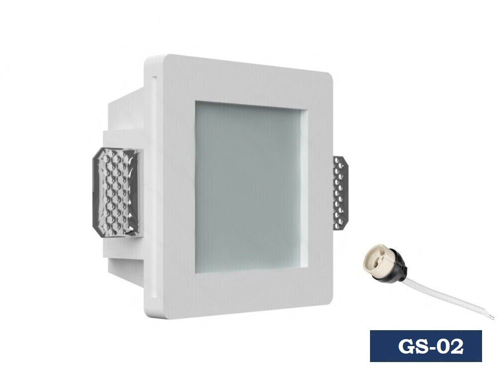 Portafaretto con Vetro in gesso ceramico verniciabile attacco lampadina GU10 da incasso GS-02 - puntoluceled