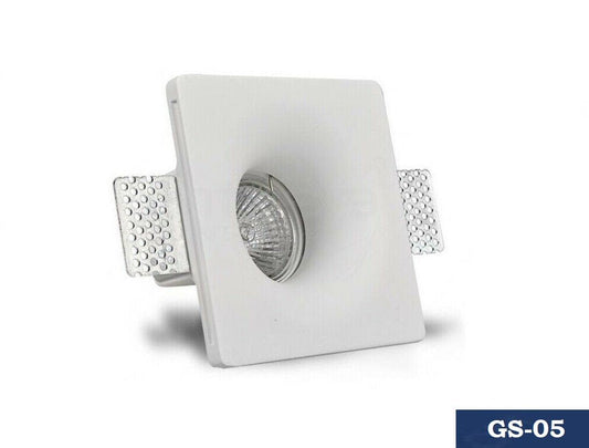 Portafaretto in gesso a filo ceramico verniciabile attacco lampadina GU10 da incasso GS-05 - puntoluceled