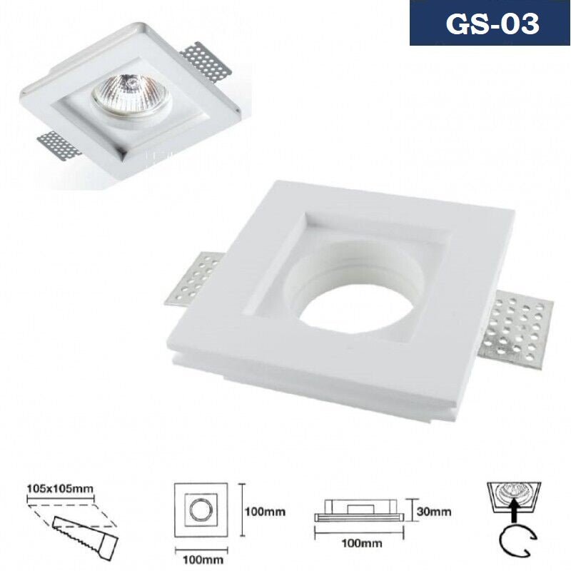 Portafaretto in gesso ceramico Slim sottile verniciabile attacco lampadina GU10 da incasso GS - 03 - puntoluceled