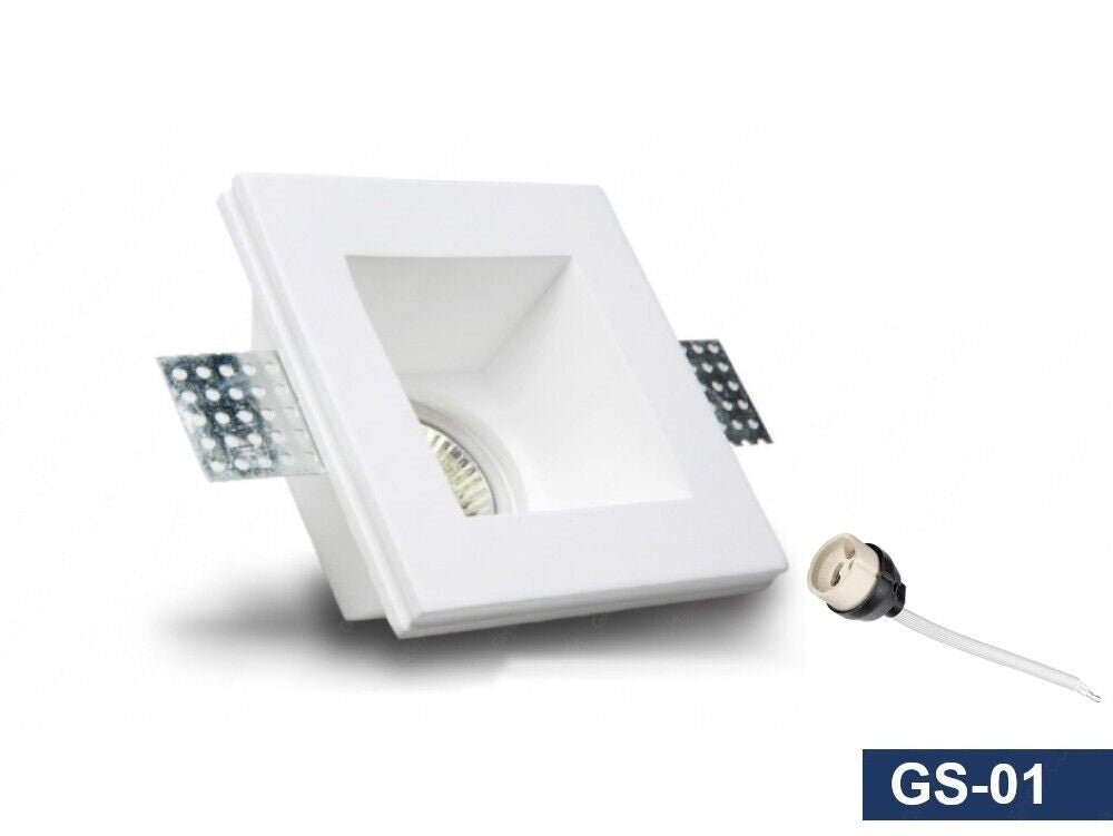 Portafaretto in gesso ceramico verniciabile attacco lampadina GU10 da incasso GS-01 - puntoluceled