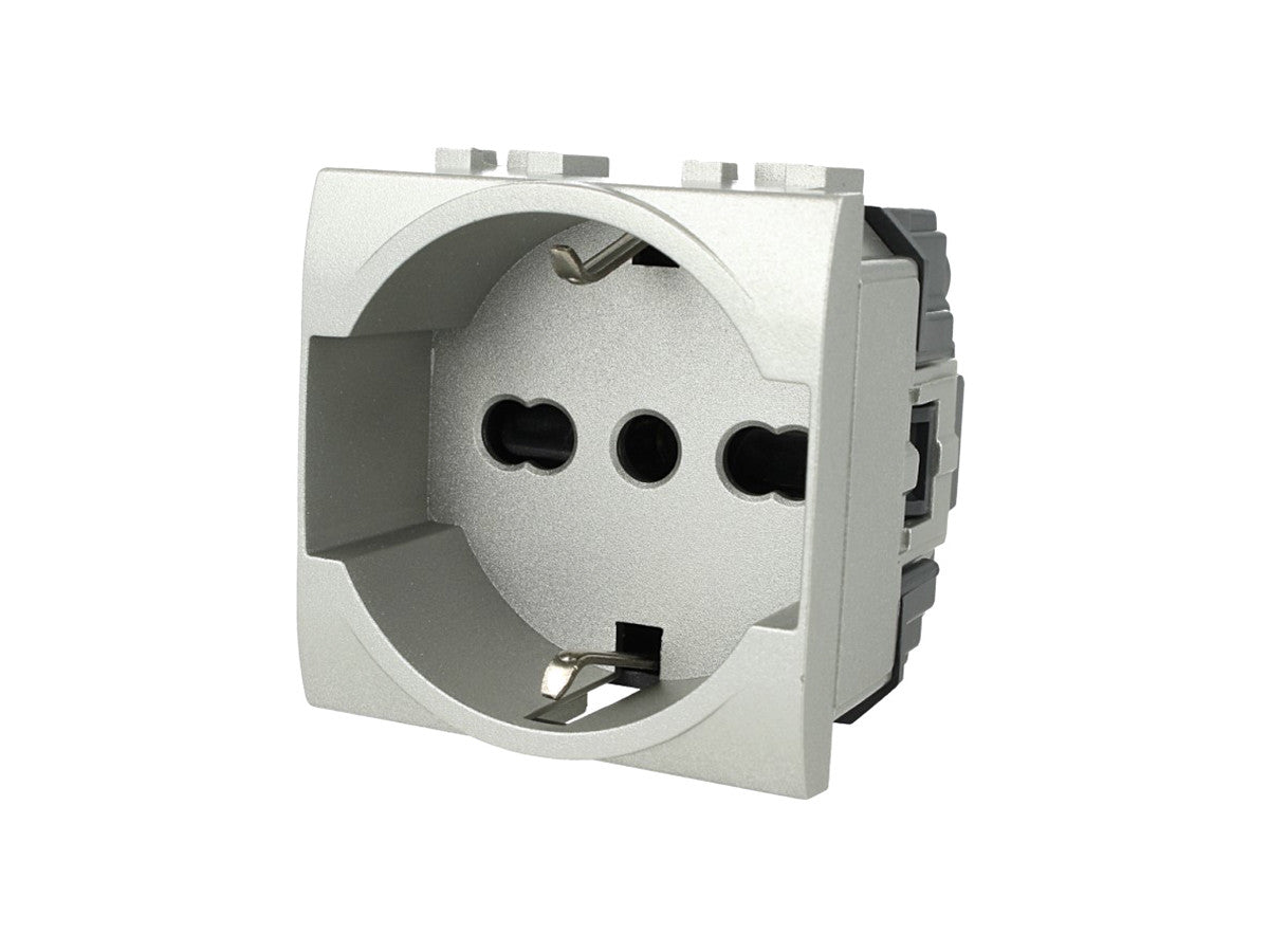 Presa Schuko 2P+T 16A compatibile con BTicino Living Light e Living International - Modulo da incasso