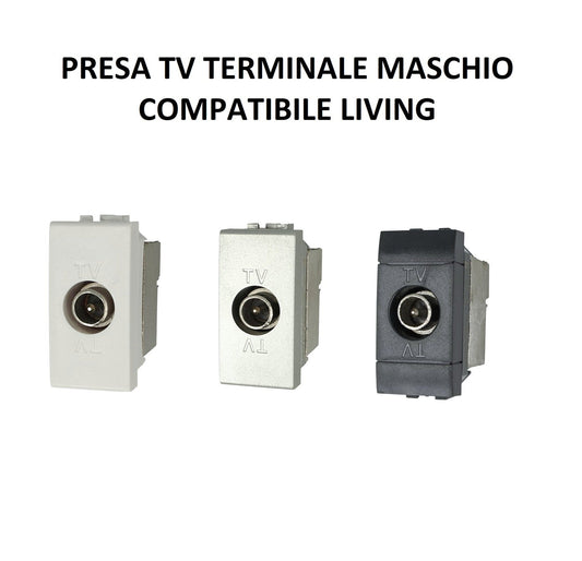 PRESA SPINA CAVO TV TERMINALE MASCHIO COMPATIBILE BTICINO LIVING LIGHT E INTERNATIONAL - puntoluceled