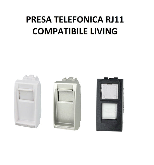 PRESA SPINA TELEFONICA RJ11COMPATIBILE BTICINO LIVING LIGHT E INTERNATIONAL - puntoluceled