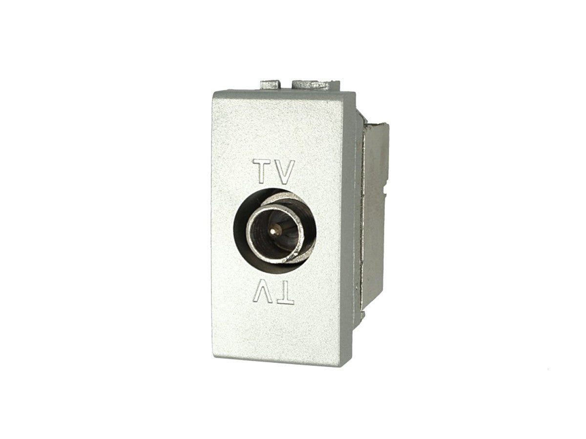 Presa TV terminale maschio compatibile con BTicino Living Light e Living International - Bianco - modulo da incasso per supporto e placca compatibile