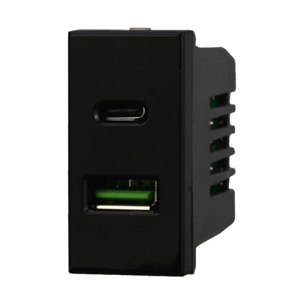 Modulo Presa Caricatore USB 2 Porte 3,1A (USB-A + USB-C) – Compatibile con BTicino Axolute | Bianco / Nero / Grigio
