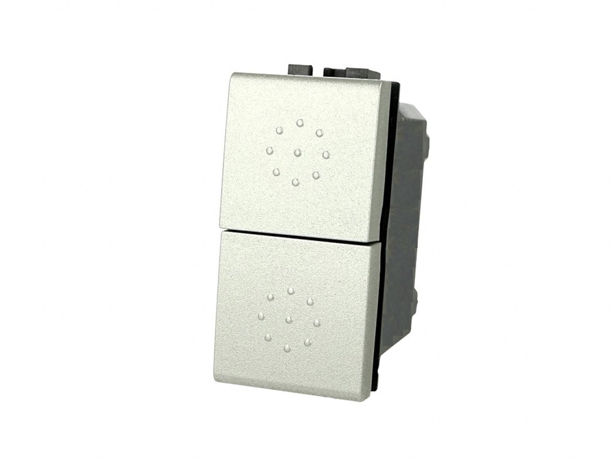 Pulsante doppio interbloccato saliscendi compatibile con BTicino Living Light e Living International - modulo da incasso per supporto e placca compatibile