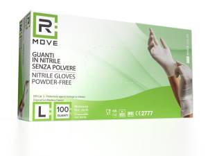 RMove 1Conf. da 100pz Tg.L - Guanti Nitrile Bianco Uso Medico Senza Polvere - puntoluceled