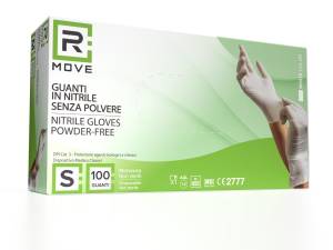 RMove 1Conf. da 100pz Tg.S - Guanti Nitrile Bianco Uso Medico Senza Polvere - puntoluceled