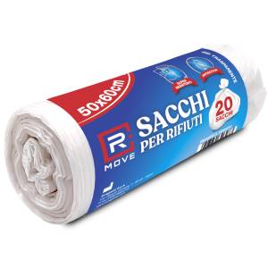 RMove 1Rotolo da 20 Sacchi Rifiuti 50x60cm Trasparenti - puntoluceled