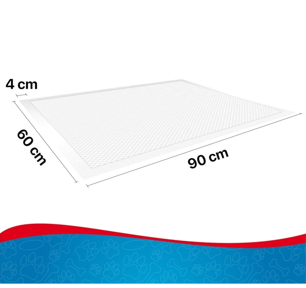 100 Pezzi (10 Confezioni da 10) Tappetini Igienici Assorbenti per Cani 60x90 cm con Adesivi – SAP Super Assorbente, TNT Resistente, Fondo Impermeabile