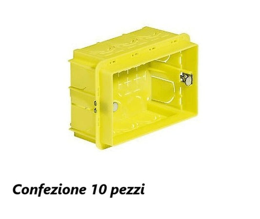 Confezione 10 Pezzi Scatola Universale da Incasso 503 Rettangolare 3 Moduli per Muratura Affiancabile Con Graffette Metalliche