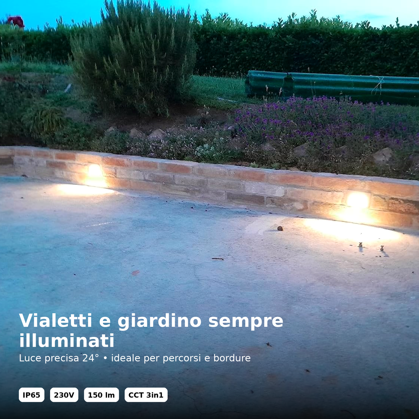 Segnapasso LED Esterno IP65 3W per Scatola 503 – CCT 3in1 Selezionabile 3000K/4000K/6500K, Ottica Asimmetrica, 230V – Bianco/Grigio/Nero