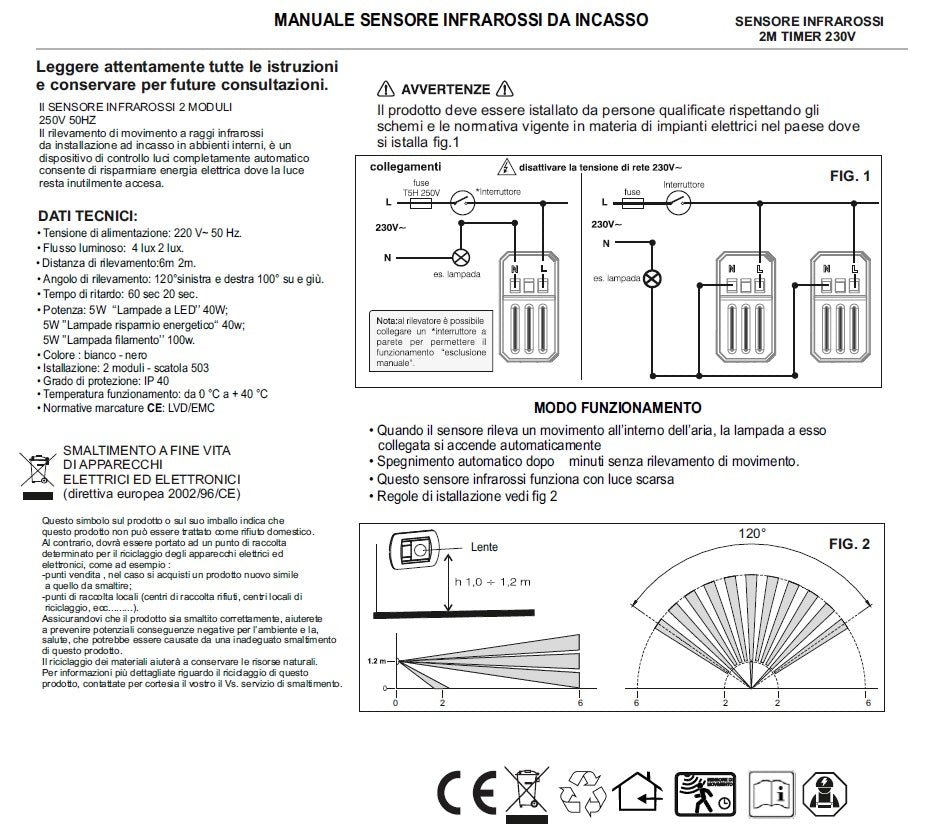 Sensore Movimento Compatibile con Bticino Living Pir Infrarossi Timer - puntoluceled