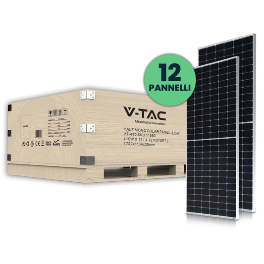 Set 5kW (4.92 kW) con 12 Pannelli Solari Fotovoltaici Monocristallini 410W - puntoluceled