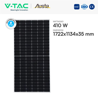 Kit 12 Pannelli Solari V-Tac 410W + Inverter Monofase 5kW CEI 0-21 + Batteria BMS 6,14kWh + Quadro DC 2 Stringhe + Quadro AC